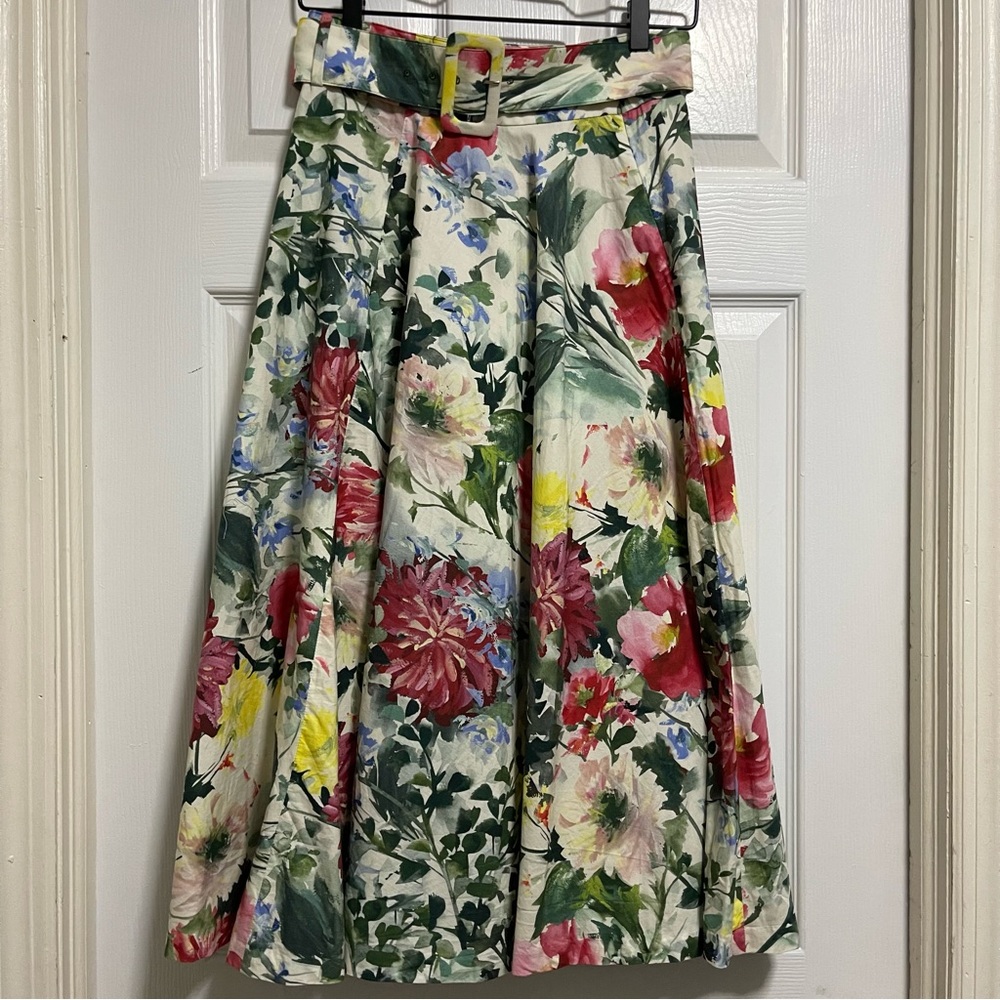 Zara skirt, Floral midi cotton skirt.
